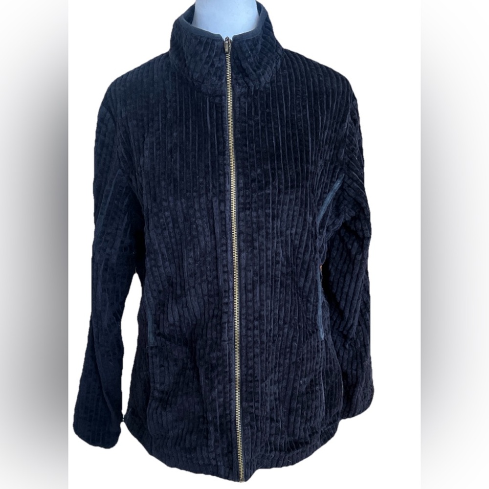 WOOLRICH KINSDALE 100% Cotton Black Wide Wale Corduroy Full Zip Jacket Small